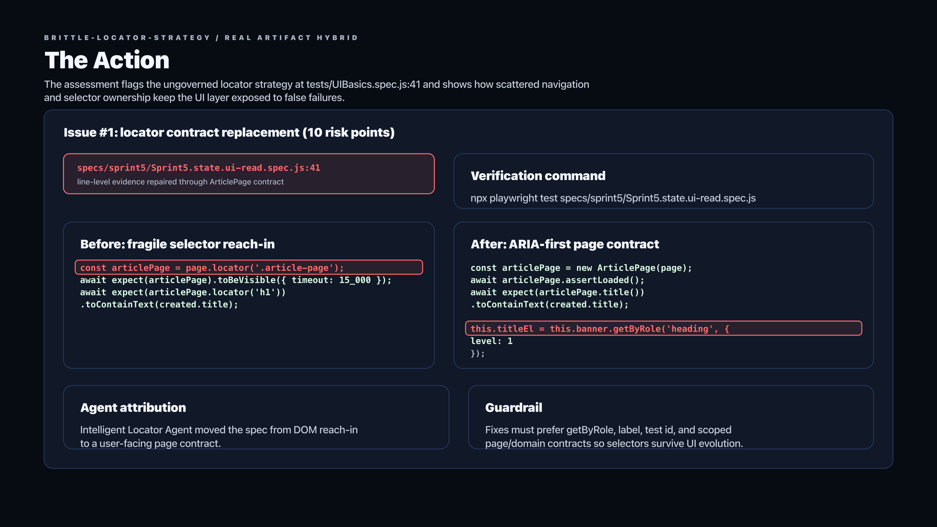 Real engineer fix plan for the locator governance finding